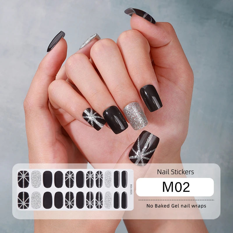 Semi-Cured Gel Nail Wraps - 16 or 20 Tips, Fashionable French Nails, Long-Lasting Full Cover Gel Stickers for DIY Manicure