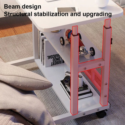 Multi-Layer Standing Desk Height Adjustable Wooden Computer Desk Workstation Work Table Bedside Table for Home Office