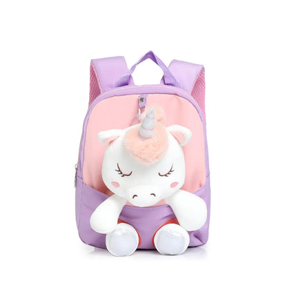 3D Unicorn Plush Kids Backpack – Toddler Girls Kindergarten Schoolbag & Stuffed Toy Bag