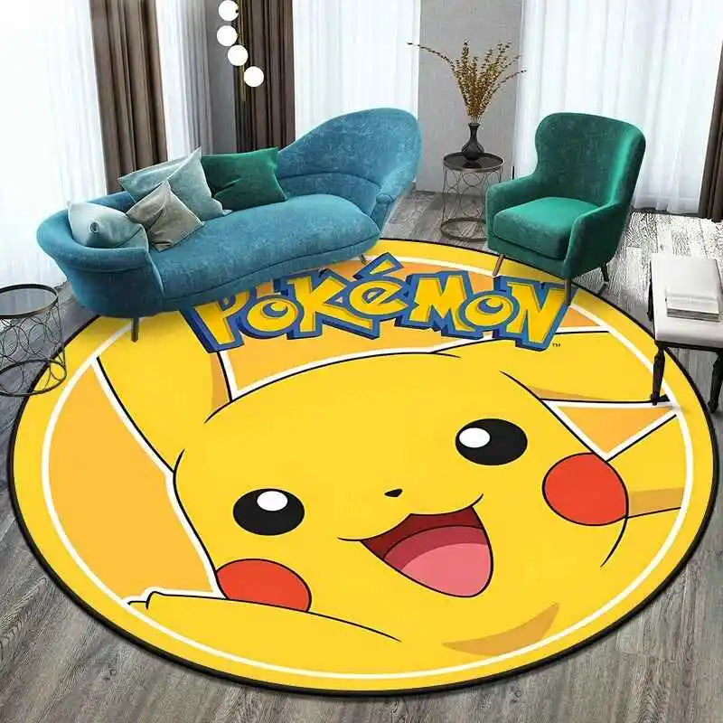 MINISO Elf Pokémon printed round carpet game soft floor mat home living room bedroom room decoration non-slip and anti-fading
