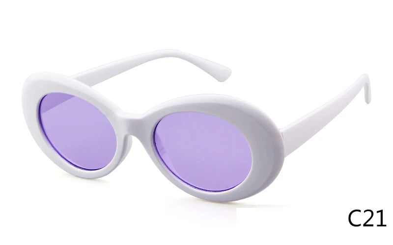WHO CUTIE Vintage Small Oval Sunglasses Men Women Brand Designer 90S Retro White Leopard Frame Shades Sun Glasses OM524