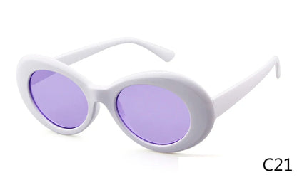 WHO CUTIE Vintage Small Oval Sunglasses Men Women Brand Designer 90S Retro White Leopard Frame Shades Sun Glasses OM524