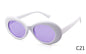 WHO CUTIE Vintage Small Oval Sunglasses Men Women Brand Designer 90S Retro White Leopard Frame Shades Sun Glasses OM524