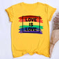 Love Is Love Print Women's T-shirt Pride Rainbow Print