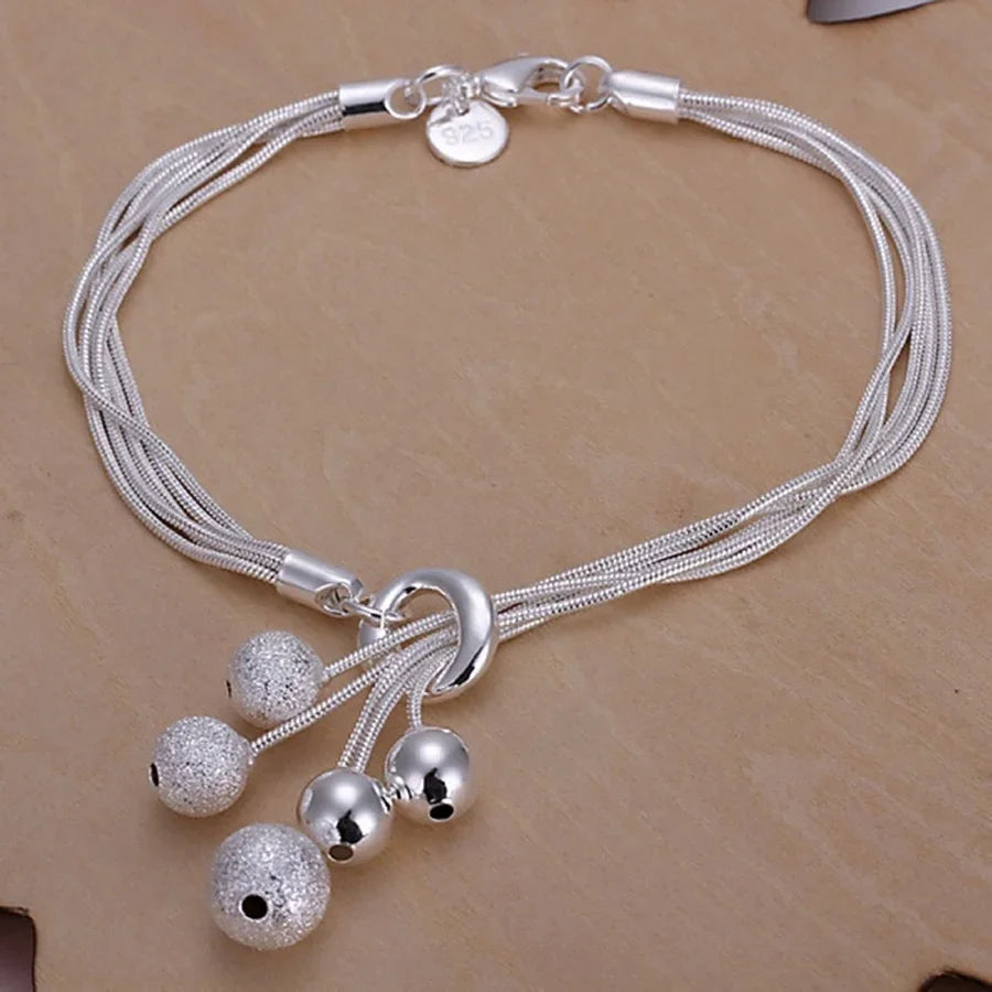 Fine 925 Sterling Silver Solid Chain Bracelet For Women Men Charm Party Gift Wedding party Fashion Jewelry