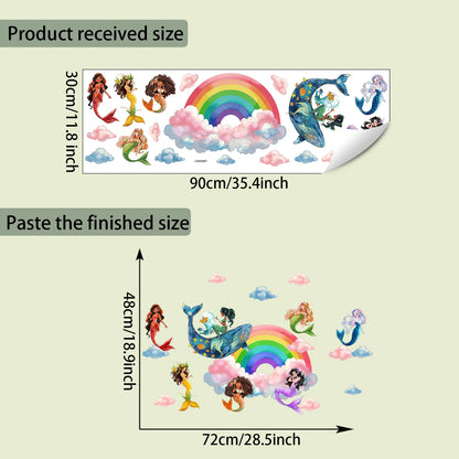 Rainbow Mermaid Wall Stickers for Baby and Children's Room Decoration Self   Adhesive Wall Stickers Suitable for Children's Room