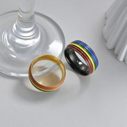 Rainbow LGBT Rings Jewelry Engagement Party Bagues Titanium Stainless Steel Bands For Couple Lovers Women Men Filled
