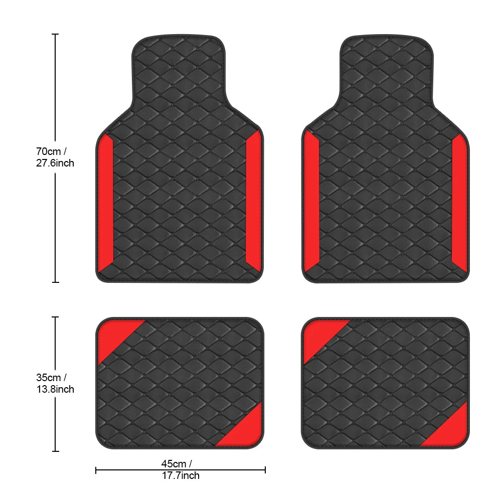 4pcs Luxury Carpet Floor Mat Set For Left-Hand Drive Universal Car Mat Protection Pad Pu Leather For Wear-Resistant Non Slip