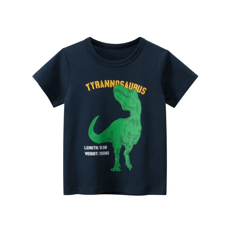 2-8 Years Summer Children Boys T-shirts Cartoon Printed Letter Baby Boy Short Sleeve Tops Kids T Shirts Toddler Clothes
