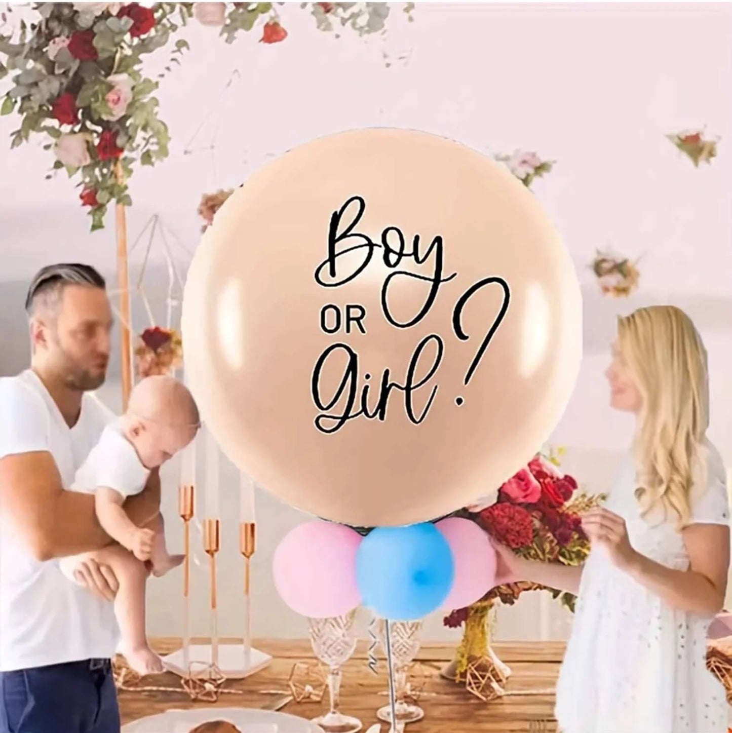 1PCS 36IN skin color blue pink paper scraps gender revealing balloon suitable for baby welcome parties, birthday parties