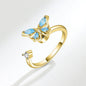 Fidget Spinner Ring Anxiety for Women Multiple Crystal Flower Eye Butterfly Animal Ring Rotate Anti Stress Wedding Jewerly