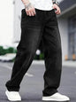 Men's Classic Cotton Blend Jeans - Relaxed Fit, Straight Leg, Solid Color Denim, Comfortable Street Style Pants for All Seasons,