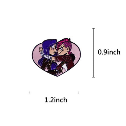 game league of legends Vi and Cait enamel pin brooch LGBT love heart badge Backpack Collar Pins Hat Jewelry accessories