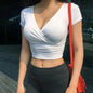 Sexy V-neck Short Sleeve Crop Top for Women