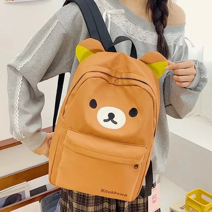 Kawaii Bear Rilakkumas Backpack Large Capacity Backpack Stylish Student School Bag Shoulder Bags Schoolbag Gift