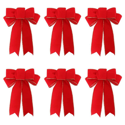1/6pcs Large Christmas Bow Decorative Christmas Wreaths Ribbon Bows Xmas Tree Decoration Home Party Decor DIY Gift Wrapping