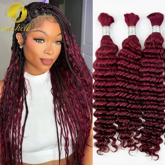 Human Braiding Hair Deep Wave Bulk Human Hair No Weft Virgin Hair Bundle Micro Human Braiding Hair for Boho Braids