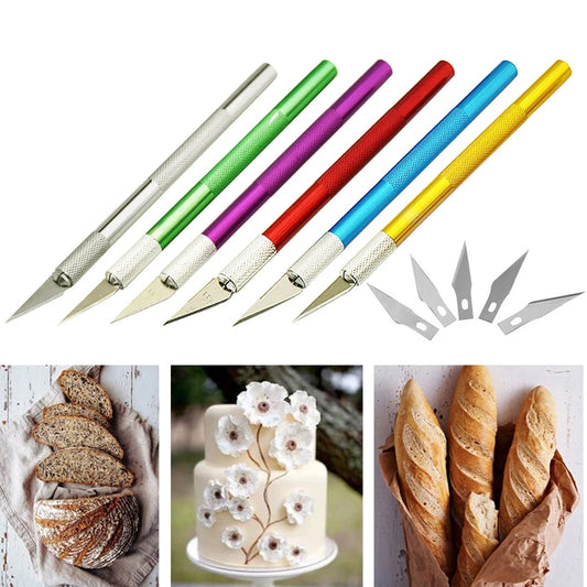 Sculpting Gum Paste Carving Baking Pastry Tools 6pcs Blades Knife Fruit Fondant Cake Decorating Tools
