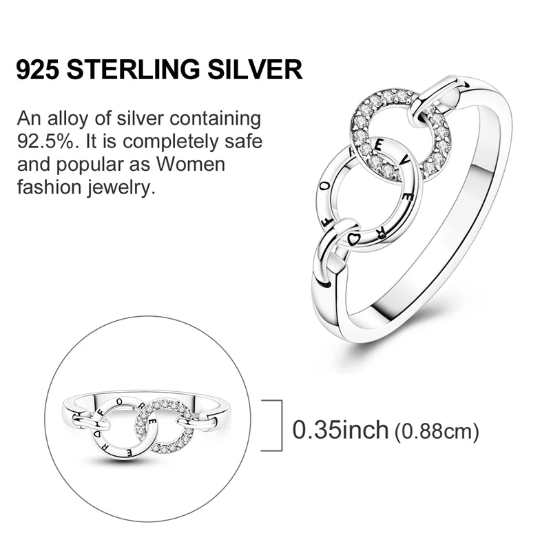 Rings Original 925 Sterling Silver Rings Simple Zircon Heart Ring For Wedding Valentine's Day Women Ring Jewelry Gift