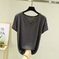 Summer women Modal V-Neck Tshirt Thin Bottoming T-shirts Plus size Loose tee tops Streetwear Basic Top