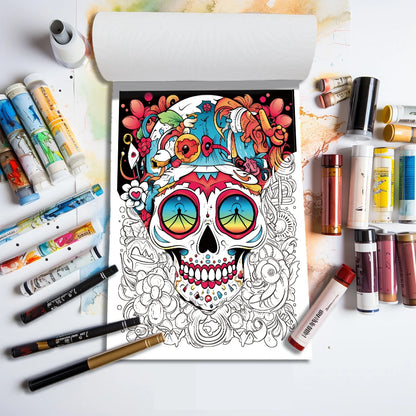 1pc, A4 Adult Coloring Book, Skulls , 25 Different Patterns, 100gsm Thick Paper