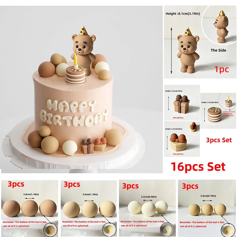 Bear or Balls Cake Toppers Teddy Theme Party Decor