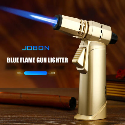 JOBON Blue Flame Gun Lighter Adjustable Flame Locking Flame Function 360° Can inverted to use Multi-functional Use Scene