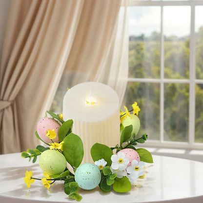 Candy Color Egg Candle Holder Flower Wreath Easter Party Decoration Desktop Home Centerpieces Table Arrangement Candles Wreath