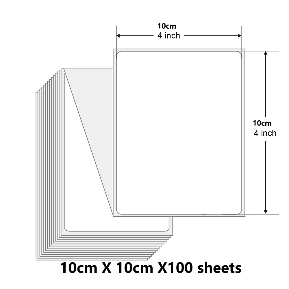 4*4"*100 sheets Adhesive Shipping Label Waterproof Thermal Label Thermal Transfer Label Sticker Small Ticket Paper