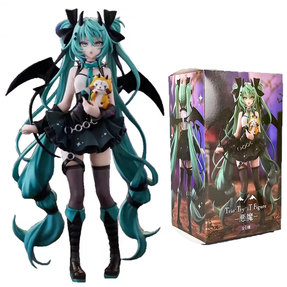 Anime Little Devil Hatsune Miku Handmade Little Raccoon Chuyin Dark Angel Handmade PVC Model Animation Peripheral Ornaments