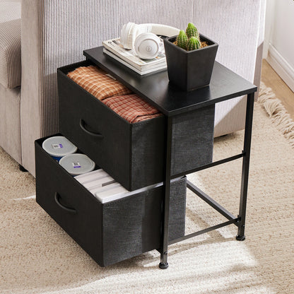 Nightstand  Storage  For Bedroom with 2 Fabric Drawers JHK