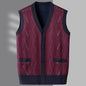 Men'S Autumn And Winter Middle Thickened Knit Vest Plus Fleece Fashion Printed Loose V Neck Cardigan Sweatercoat For Men Trendy