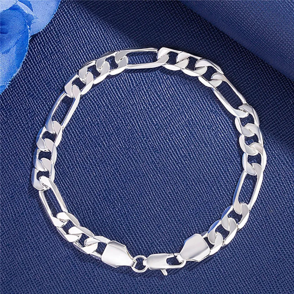 Fine 925 Sterling Silver Solid Chain Bracelet For Women Men Charm Party Gift Wedding party Fashion Jewelry
