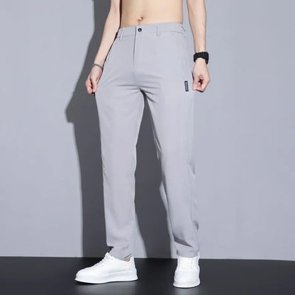 Men’s Ice Silk Straight‑Leg Pants – Summer Breathable Business Casual