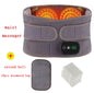 Gray waist massager with digital display, extend belt, and wormwood bags on a white background