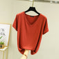 Summer women Modal V-Neck Tshirt Thin Bottoming T-shirts Plus size Loose tee tops Streetwear Basic Top