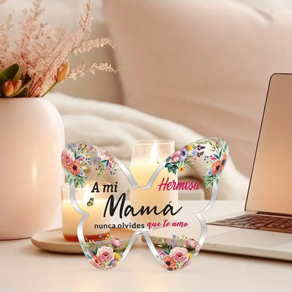 Spanish Mom Acrylic Butterfly Plaque – Mother’s Day & Birthday Desk Keepsake