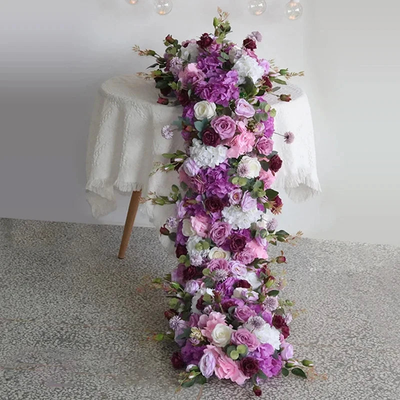 1m 2m Luxury Flower Row Runner Artificial Flowers for Table Centerpiece Wedding Decoration Mix Flowers Backdrop Wall Arches Deco