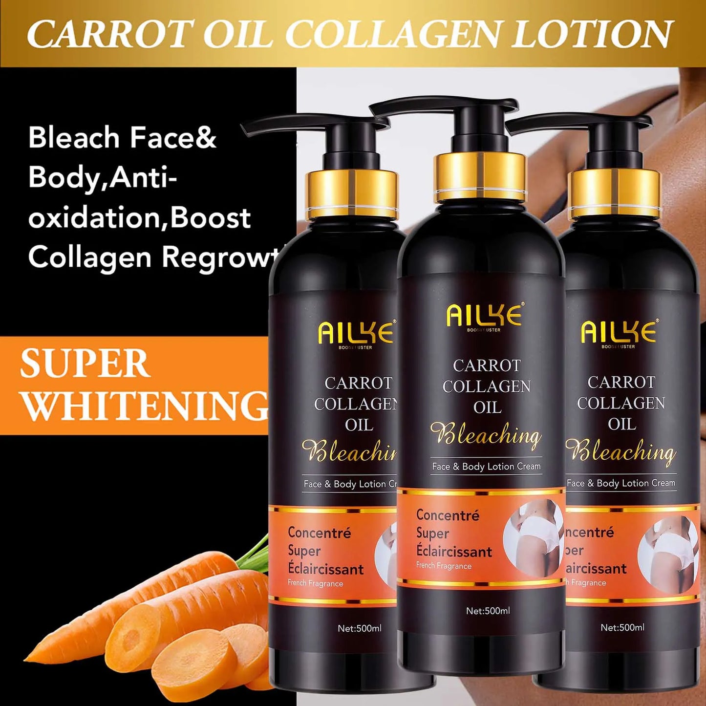 AILKE Collagen Whitening Kit, Skin Moisturizer, Hydration, Remove Dark Spots, Sun Spots, Freckles, Melanin, Even Skin Tone