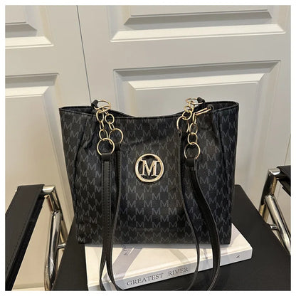 Retro M Letter Women's Shoulder Bag Luxury High Quality Handbag Fashion Large Capacity Tote Bag New Trend Versatile Underarm Bag