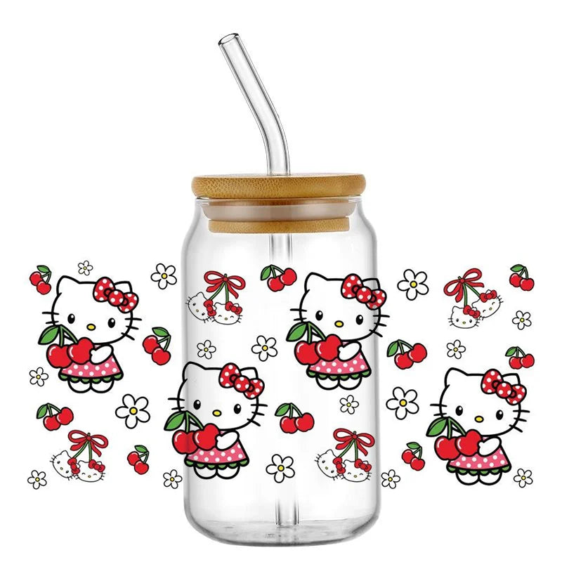 Miniso New Hello Kitty Theme 16oz Libbey Glass 3D Wrapping for cup, mugs, ect.