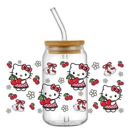 Miniso New Hello Kitty Theme 16oz Libbey Glass 3D Wrapping for cup, mugs, ect.