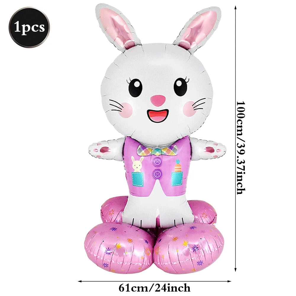 3D Standing Easter Foil Balloon Giant Rabbit Carrot Chick Egg Balloons Easter Party Decoration Kids Gift Air Filled Garden Decor