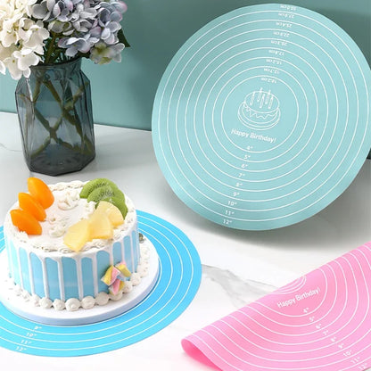 FAIS DU Round Silicone Baking Mat For 12-Inch Diameter Cake Turntable Pad Non-Slip Pad Cake Stand Food Grade Kitchen Baking Tool