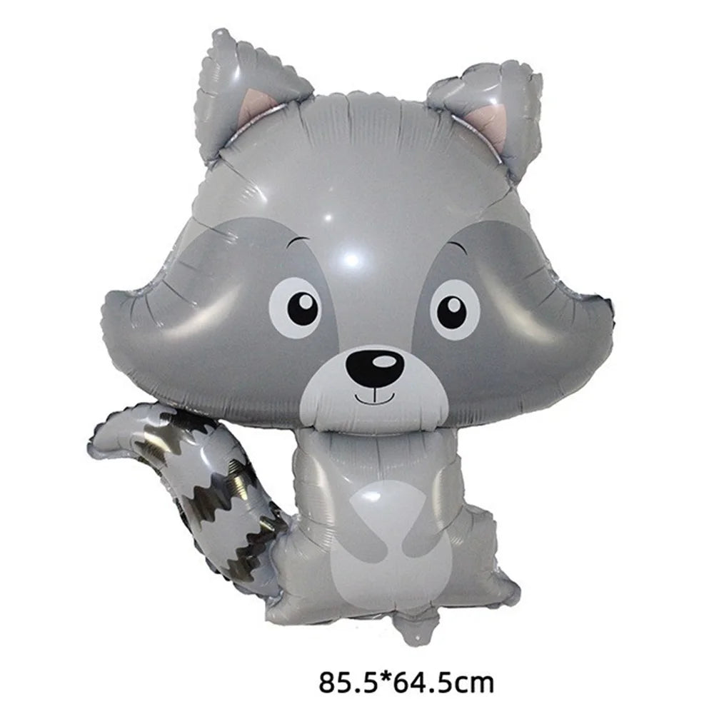 Woodland Animals Foil Balloon Set – Fox, Hedgehog, Raccoon, Deer & Bear Forest Theme Party Decor