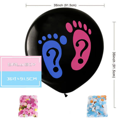 1 Set Giant Boy Or Girl Gender Reveal Black Latex Baby Shower Confetti Ballons