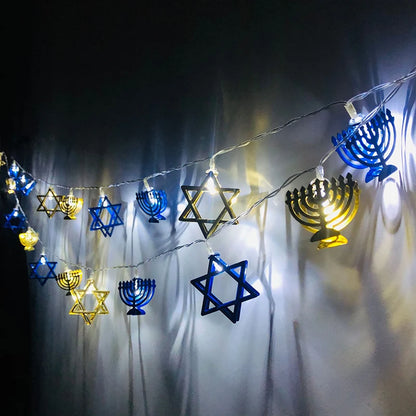10LED Hanukkah String Lights – Mogen David Star Party Décor