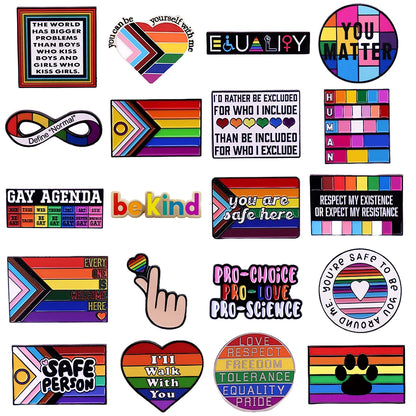 Rainbow LGBT Encourage Letters Metal Enamel Badge Gay Lesbian Asexual Transgender Adaptive Lapel Pin Jewelry Gifts Accessories