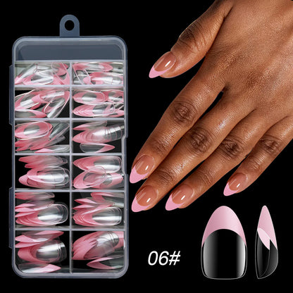 120pcs/box Acrylic French False Nails Medium Length Square Armor Full Cover Nail Tips