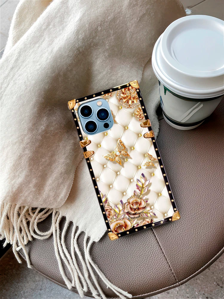 1 butterfly sheepskin textured phone case, suitable for iPhone 15 ProMax/14Plus/Samsung Galaxy S24 Ultra/S23 FE/A55/A15 models
